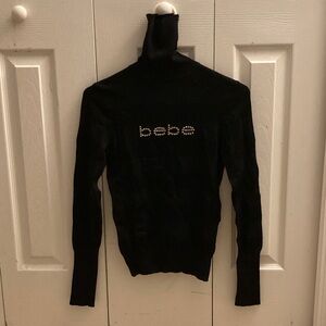 Bebe Black Turtleneck Sweater with Logo
